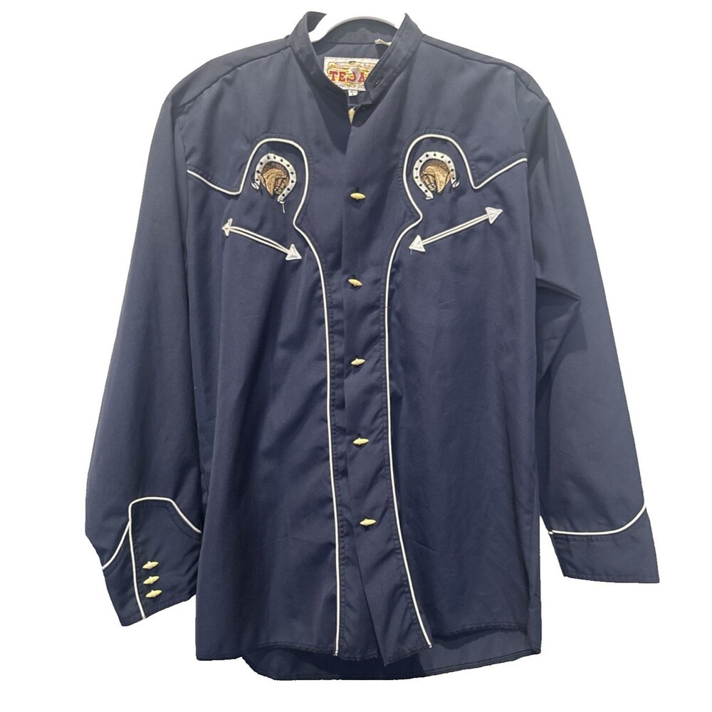 Authentic Vaquera Tejas Button Down Western Cowboy 40 Large Embroidered Rodeo